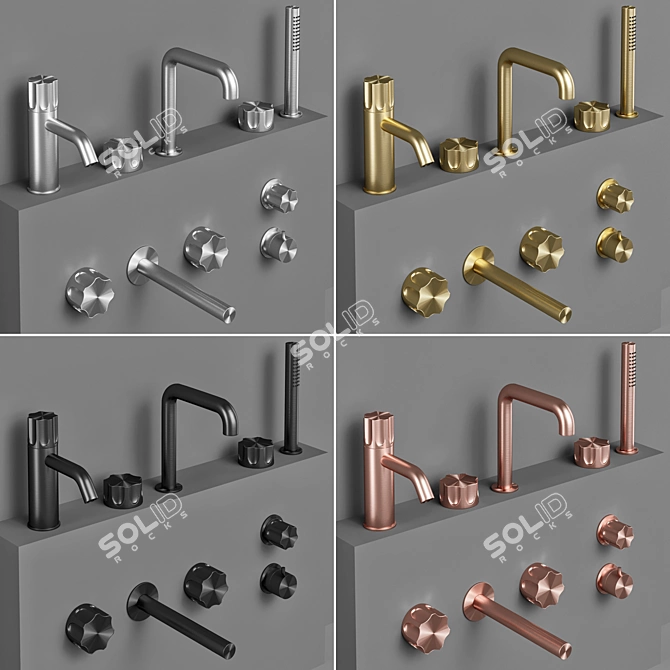 Quadro Modo Bathroom Faucet Set 3D model image 2