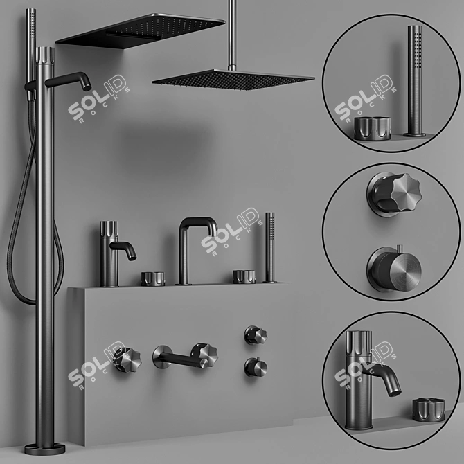 Quadro Modo Bathroom Faucet Set 3D model image 4