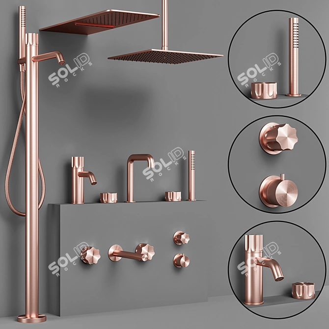 Quadro Modo Bathroom Faucet Set 3D model image 5