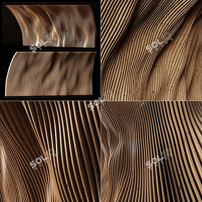 Parametric Wood Rail Panel 3D model image 1