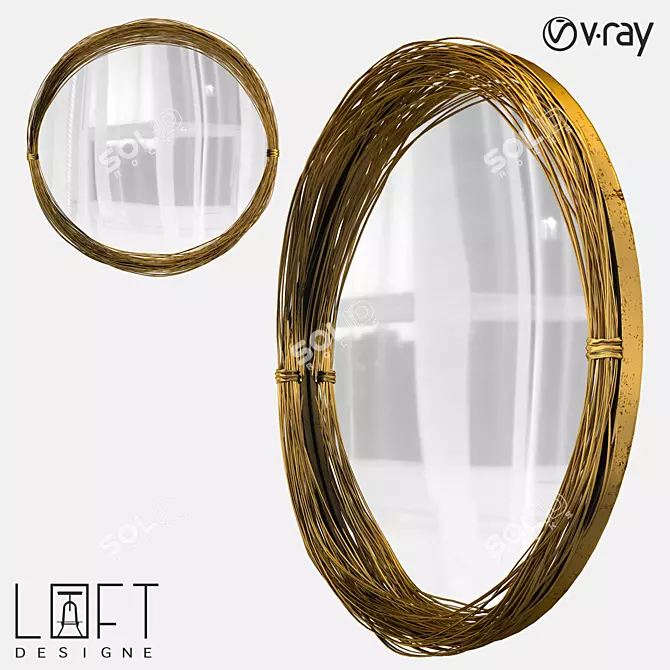 Sleek Metal and Glass Mirror 3D model image 1