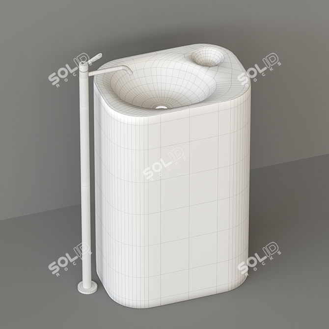 Sleek Standalone Nivis Washbasin 3D model image 3