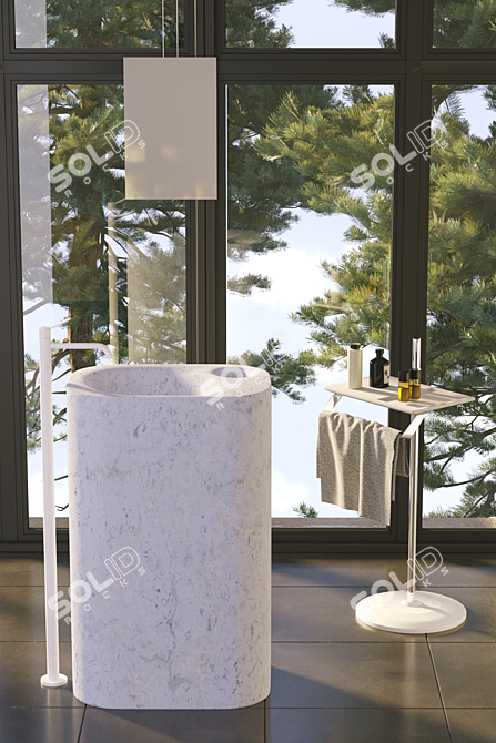 Sleek Standalone Nivis Washbasin 3D model image 4