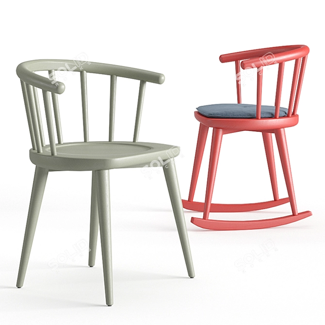 Minimalist Windsor Chair 3D model image 1