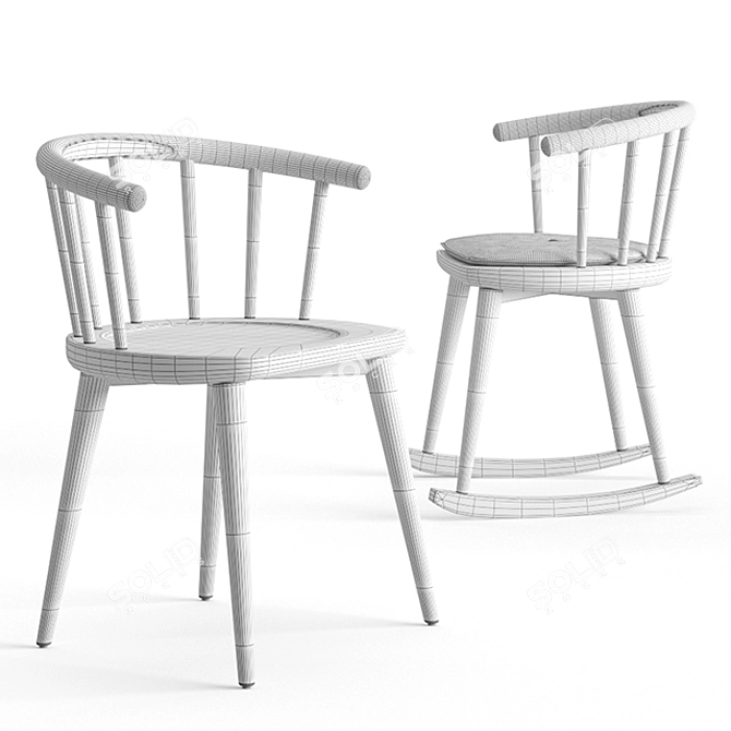 Minimalist Windsor Chair 3D model image 3