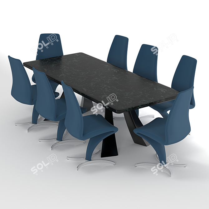 Elegant Dining Set: Table & Chairs 3D model image 2