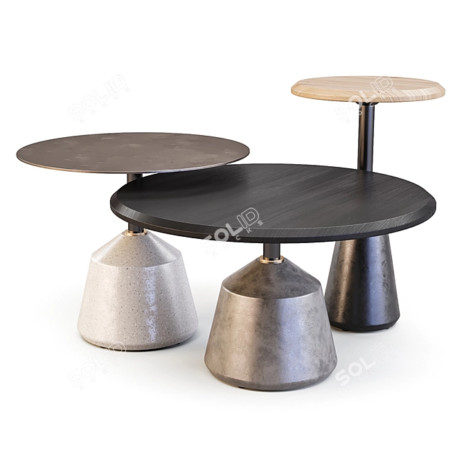 Industrial Chic: Exeter Side Tables 3D model image 1