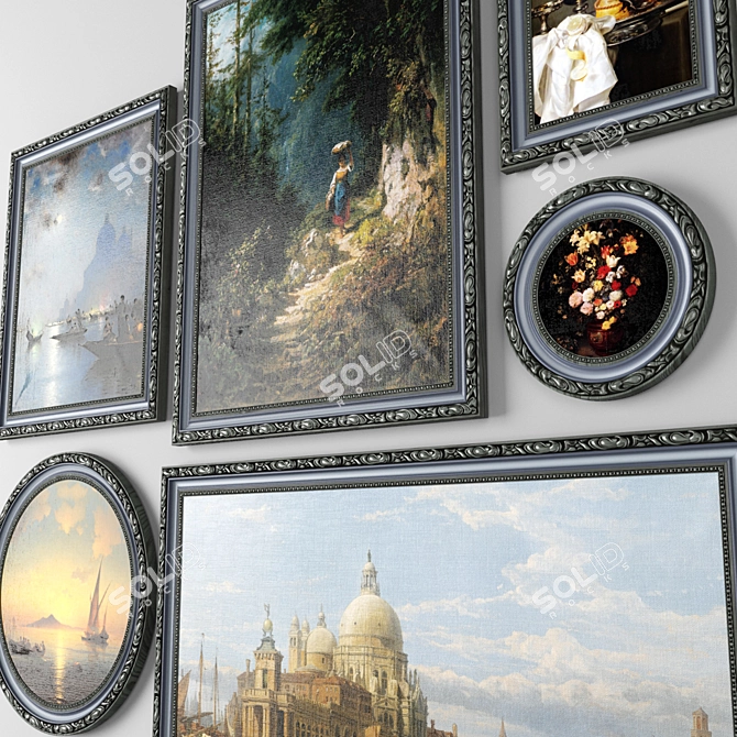 Classic Art Set: Framed Paintings 3D model image 2