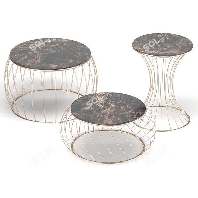 Elegant Marble and Metal Tables 3D model image 1