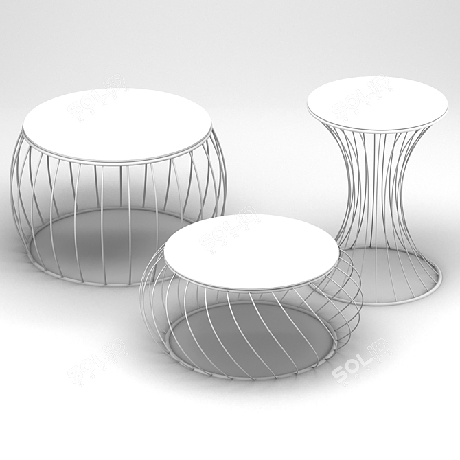 Elegant Marble and Metal Tables 3D model image 2