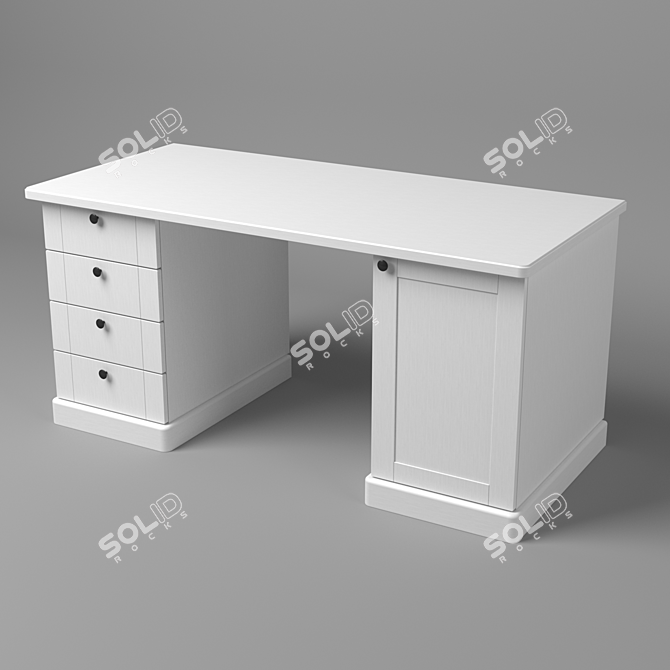 Elegant White Writing Desk 3D model image 1
