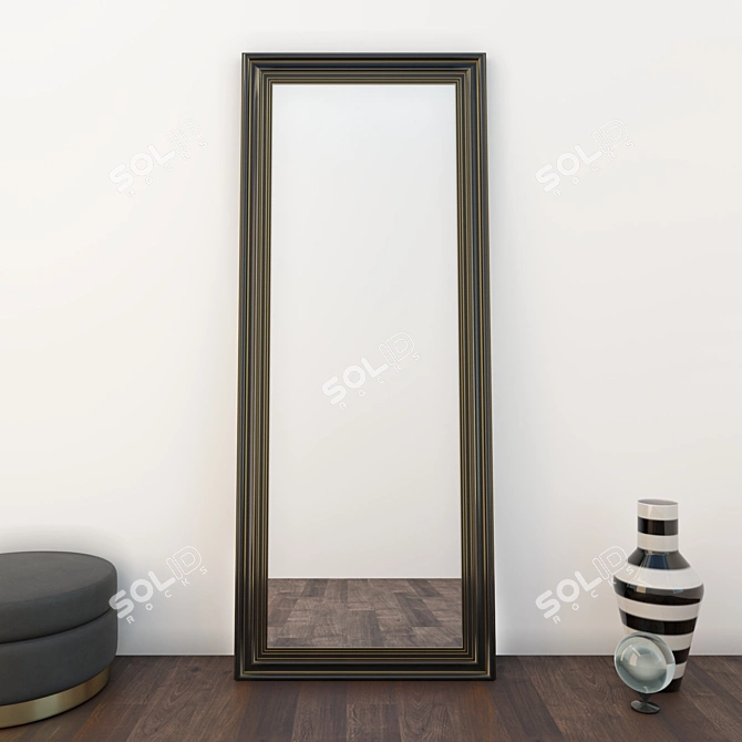Elegant Floor Mirror with Intricate Design 3D model image 4