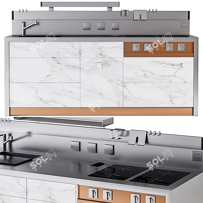 Luxury Kitchen Marrone+Mesubim 3D model image 1