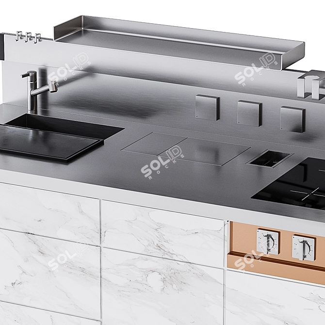 Luxury Kitchen Marrone+Mesubim 3D model image 2