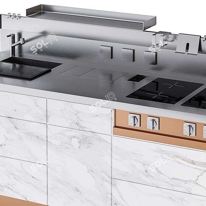 Luxury Kitchen Marrone+Mesubim 3D model image 3