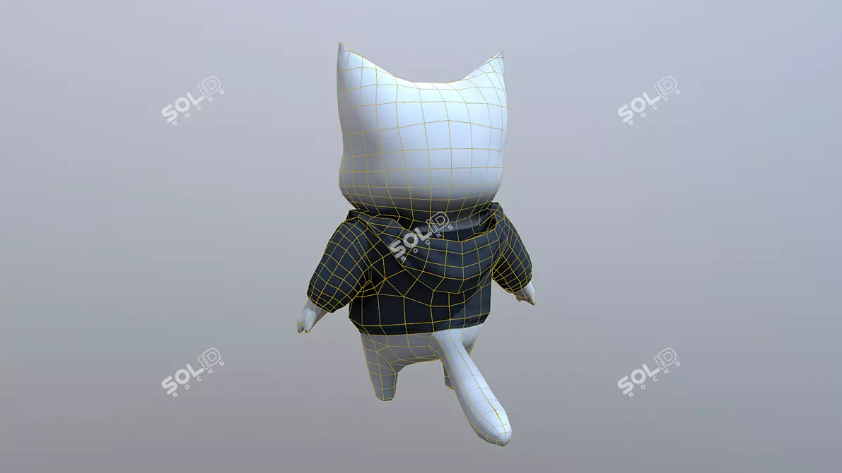 Kawaii Cat Polygon Mesh 3D model image 4