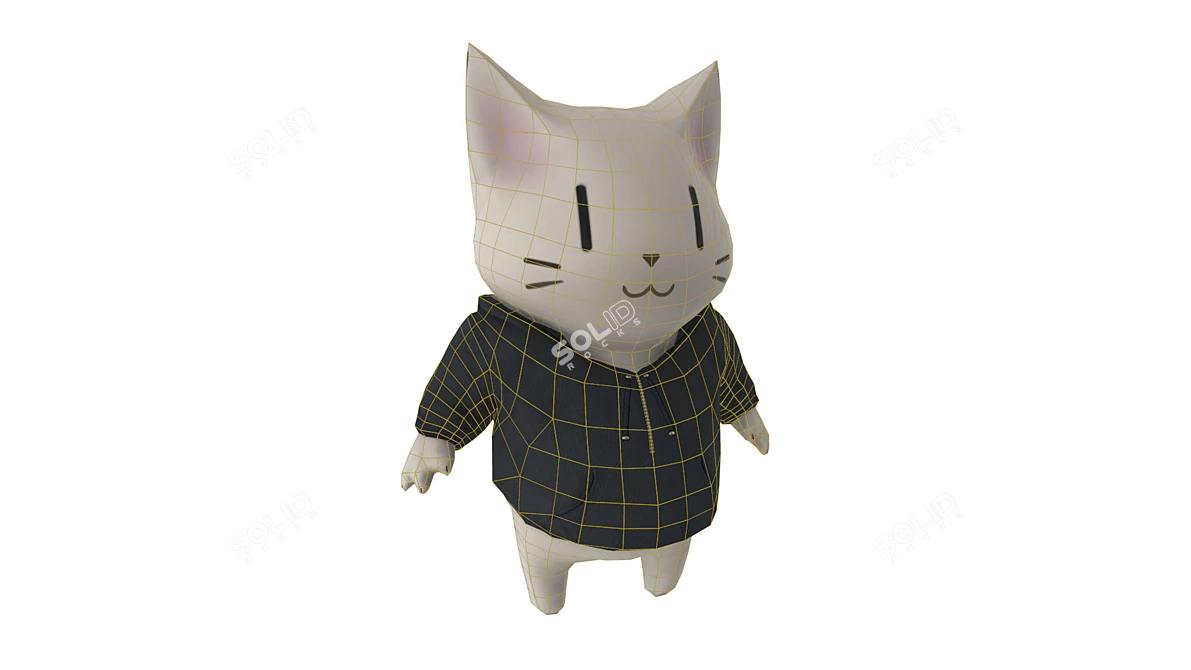 Kawaii Cat Polygon Mesh 3D model image 7