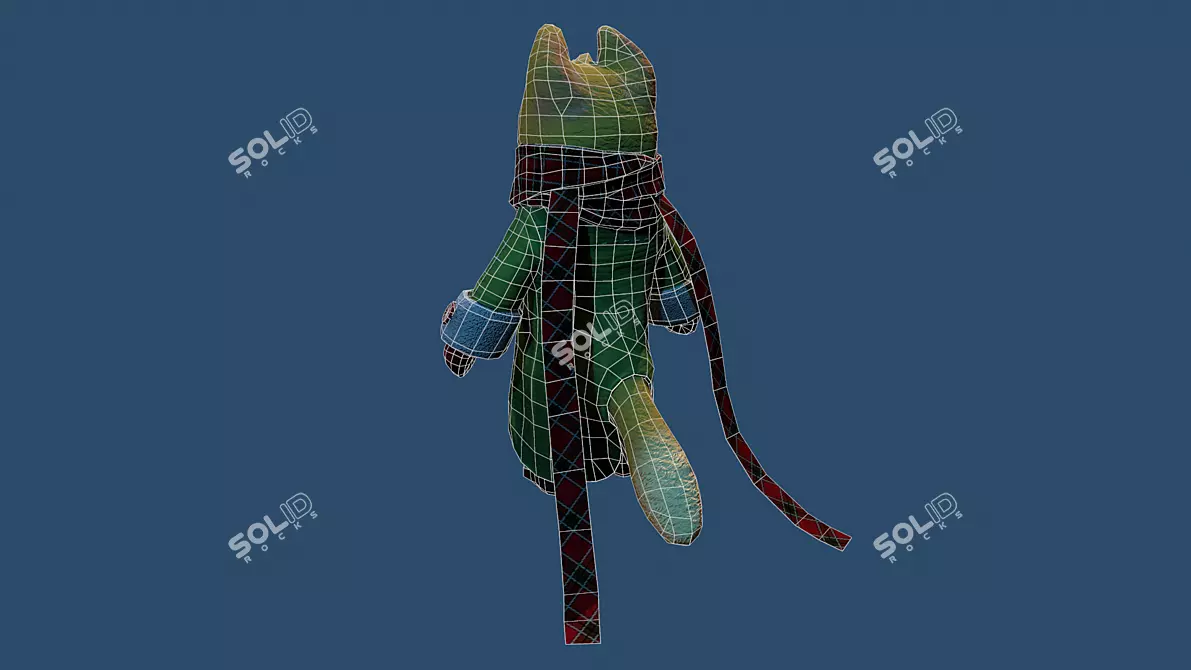 Low-Poly Cat Model | Stylized Scarf 3D model image 3