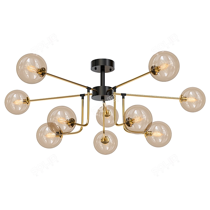 Modern Glass and Metal Chandelier 3D model image 1