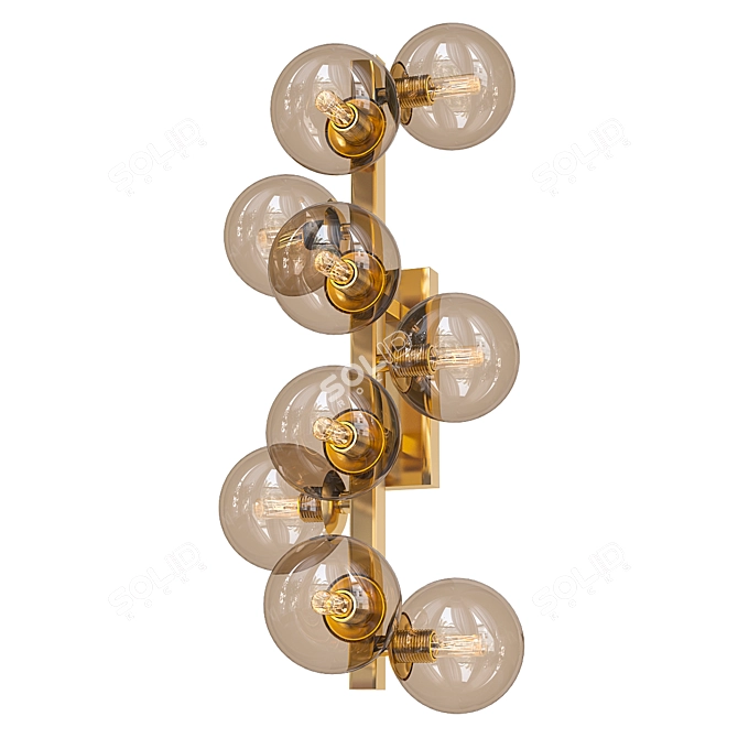 Amber Berry Chandelier: 9-Light Elegance 3D model image 1