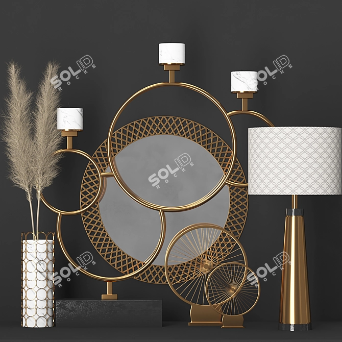 Golden Texture Decor Set 3D model image 1