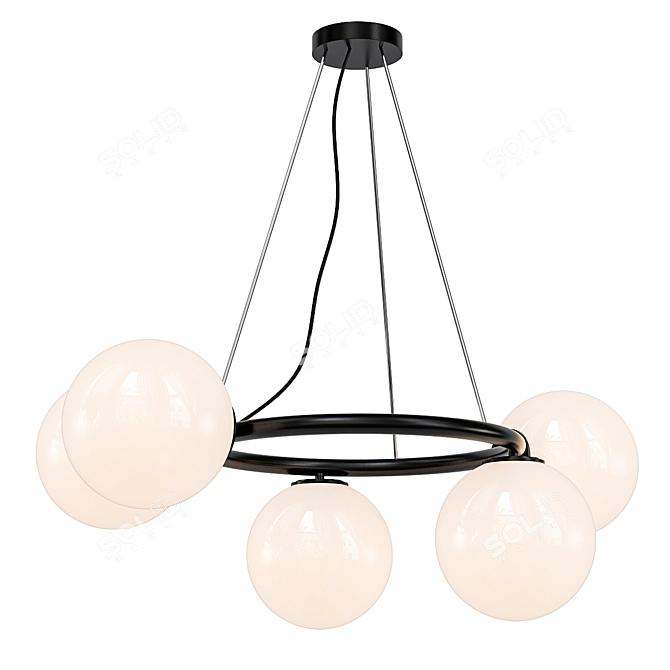 Black Bubble Ring Chandelier 3D model image 1