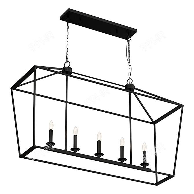 Elegant Leon Lantern Chandelier 3D model image 1