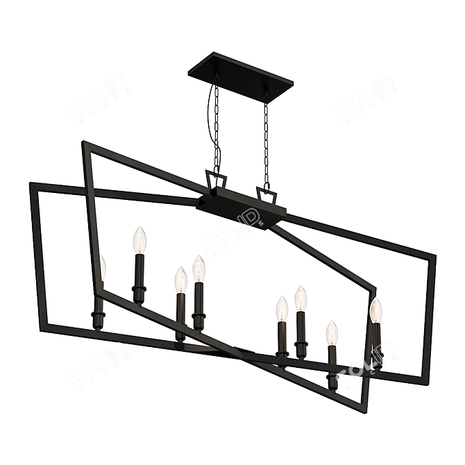 Contemporary Black Island Chandelier 3D model image 1