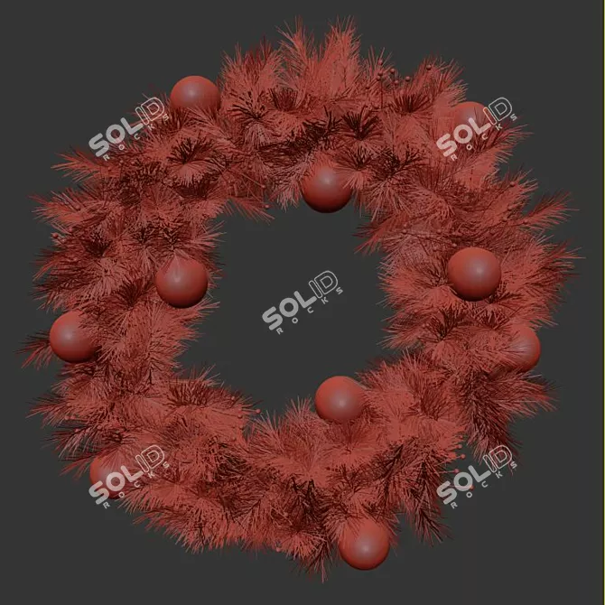 Festive Holiday Wreath Love 3D model image 3