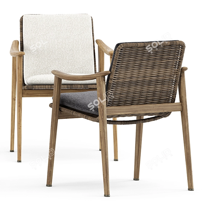 Fynn Outdoor Chair & Dining Table: Stylish Design by Minotti 3D model image 4