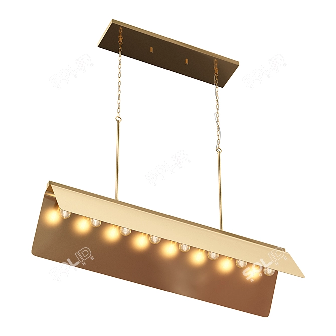 Elegant Aged Brass Island Chandelier 3D model image 1
