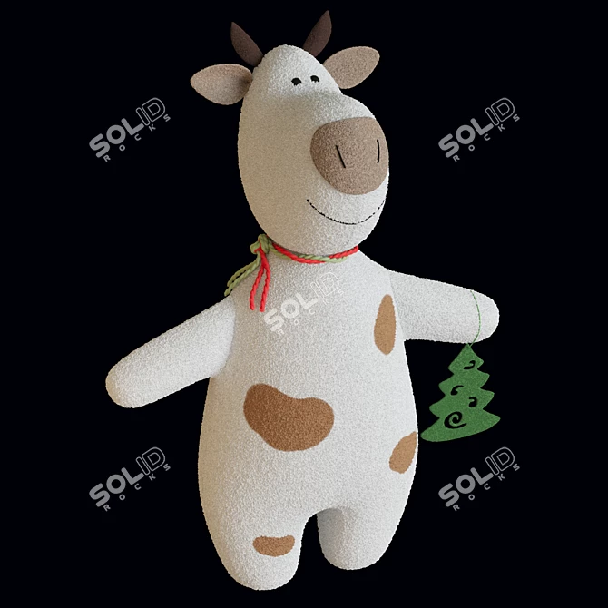 Adorable Bull Plush Toy | Year 2021 Symbol 3D model image 2