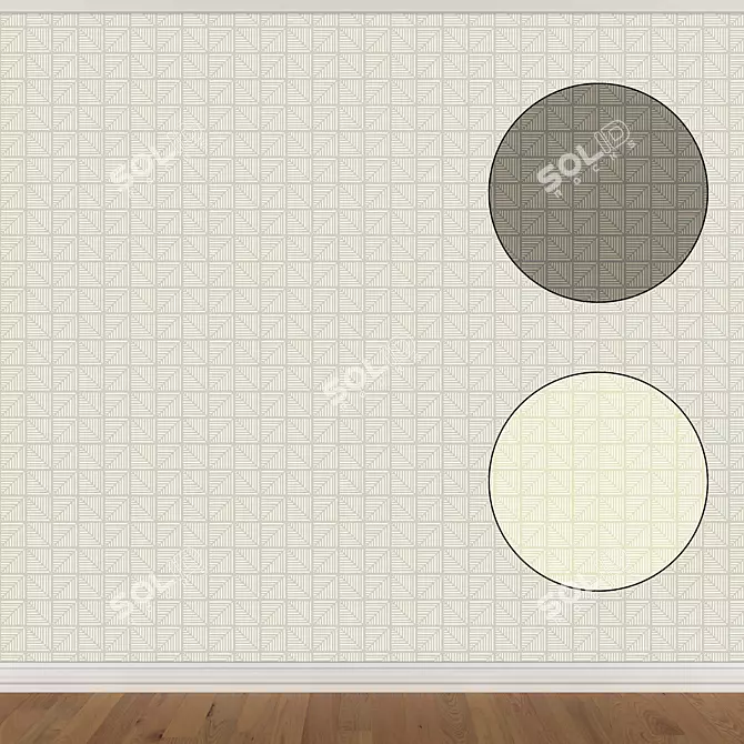 Seamless Wallpaper Set: 3 Color Options 3D model image 1