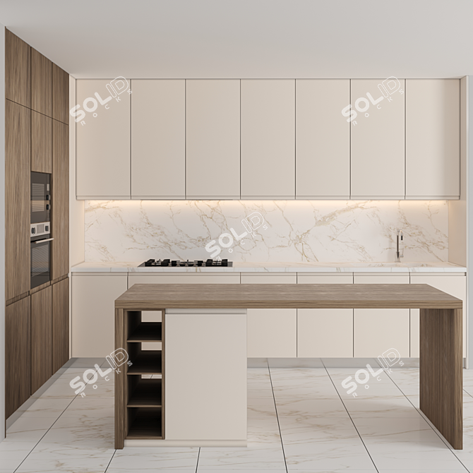 Modern Island Kitchen: Versatile and High-Quality 3D model image 2