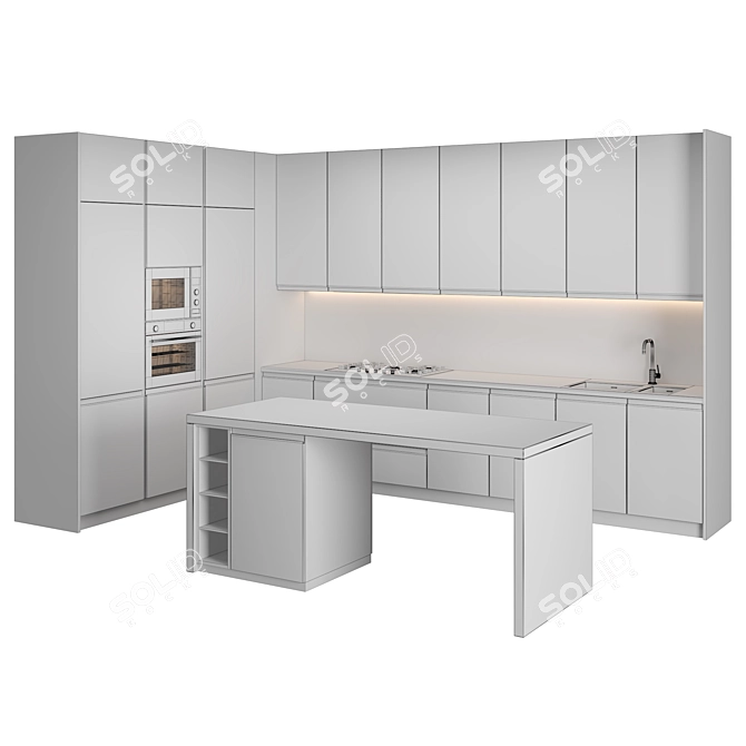 Modern Island Kitchen: Versatile and High-Quality 3D model image 4