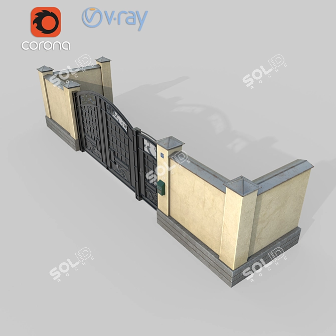 Versatile Gate and Fence Set 3D model image 1