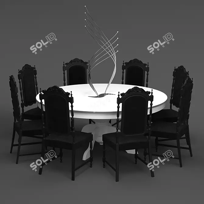 Modern Table & Chair Set 3D model image 1