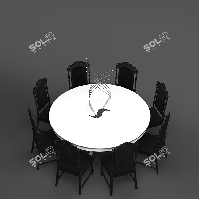 Modern Table & Chair Set 3D model image 2