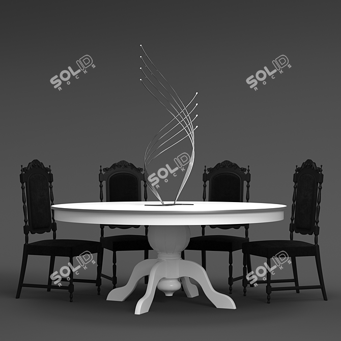 Modern Table & Chair Set 3D model image 3