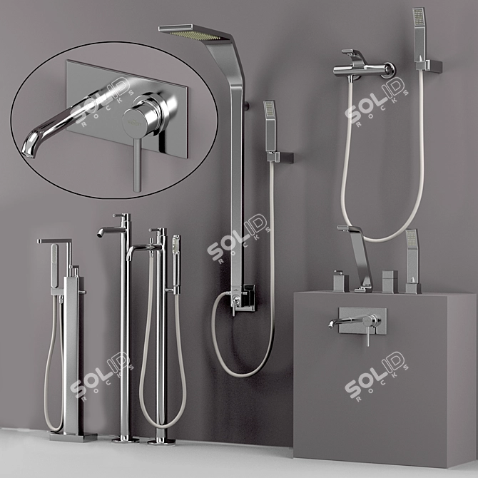 Webert Bathroom Set: Faucet, Shower, Sink, and More 3D model image 2