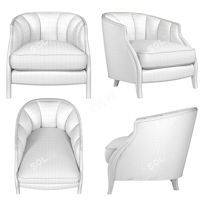 Elegant Adela Barrel Chair 3D model image 2