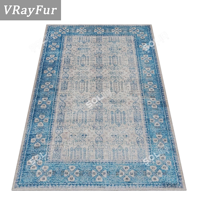 Luxury Set of 3 High-Quality Carpets 3D model image 2