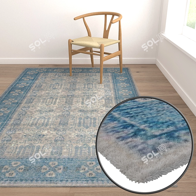 Luxury Set of 3 High-Quality Carpets 3D model image 5