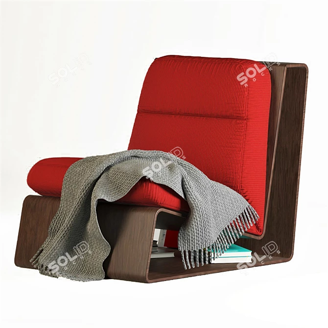 Cozy Bookworm Armchair 3D model image 2