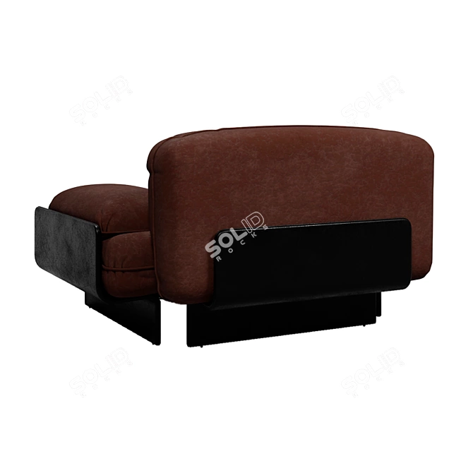 Elegant Bardot Armchair with Armrests 3D model image 2