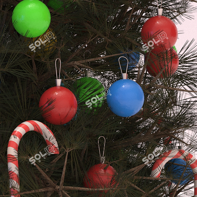 Festive Fir Tree with Presents 3D model image 4