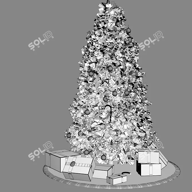 Festive Fir Tree with Presents 3D model image 5