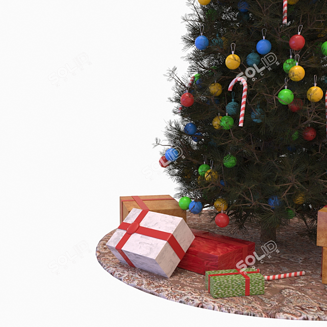 Festive Fir Tree with Presents 3D model image 8