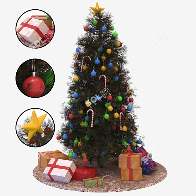Festive Fir Tree with Presents 3D model image 11
