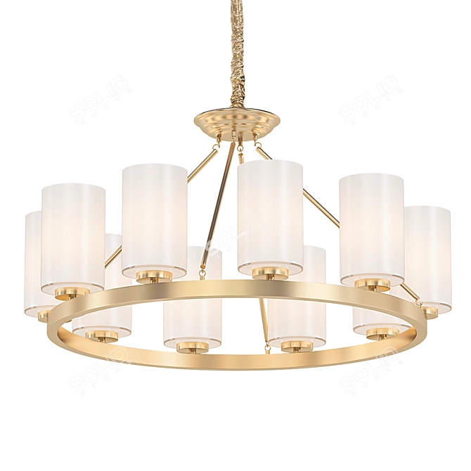 Elegant Round Glass Copper Chandelier 3D model image 1